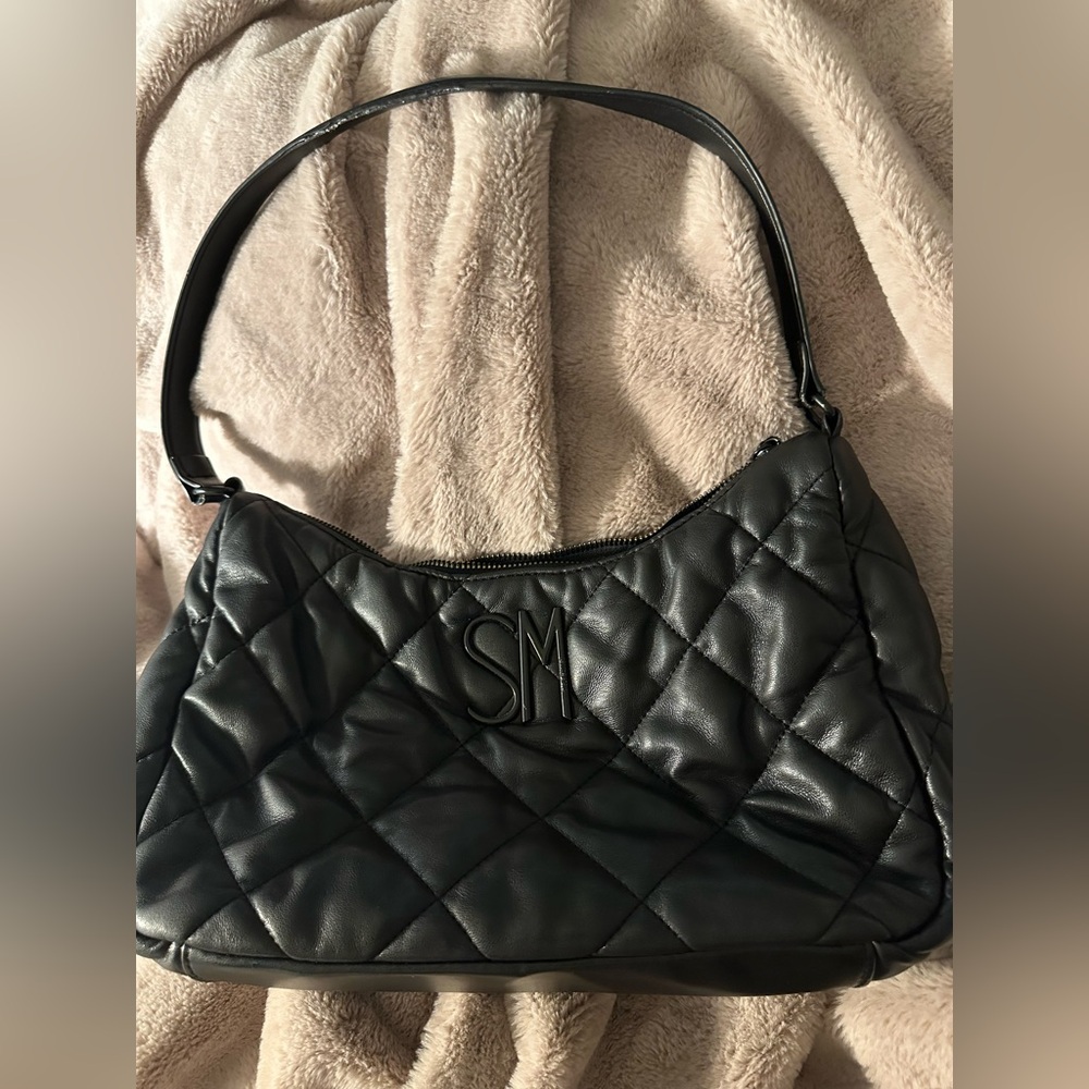 Steve Madden Faux Leather Quilted Black Shoulder Bag